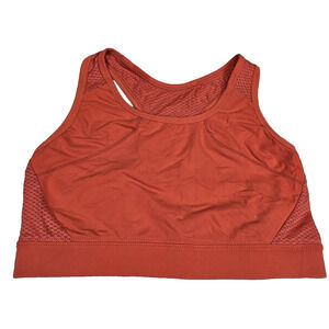 SUGOI Fizz Sport Bra Womens L Cycling Yoga Mesh High Neck Racerback Coral Orange